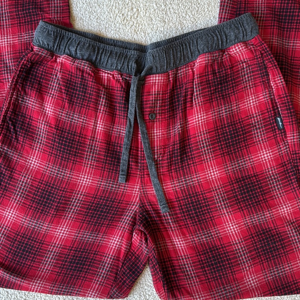 Eddie Bauer & Perry Ellis Lounge Red & Blue Plaid Pants - Picture 3 of 10